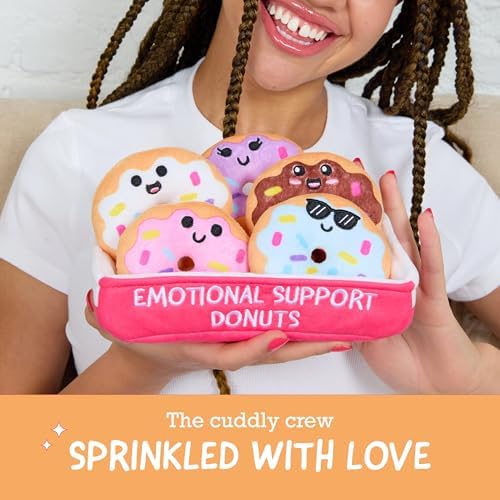 WHAT DO YOU MEME? Emotional Support Donuts by Relatable, Cuddly Stuffed Animals and Toys, Squishy Toys and Plushies, Great Ideas for Loved Ones of All Ages, Includes 5 Plushies with Carrying Basket