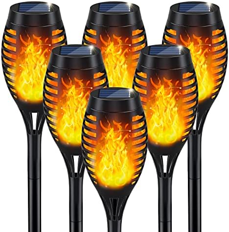 IkeeRuic Solar Lights Outdoor, Solar Torch Light with Flickering Flame for Garden Decor, Solar Garden Lights, Waterproof Outdoor Lighting, Flame Torches for Outside Patio Pathway Yard Decorations