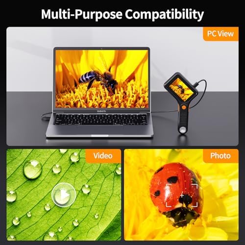 Digital Microscope for Adults, Handheld Pocket USB Microscope with 3 Inch HD Screen, Portable Coin Magnifier with 8 Adjustable LED Lights, Compatible with Windows & MacOS View - Black