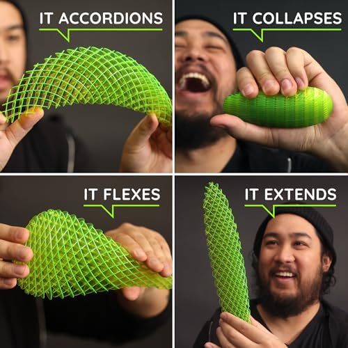 Morf Fidget Worm Toy - Desk Fidgets for Adults - Quiet Worm Fidget Toy Sensory Toys - Fun and Interactive Fidget Toy for Kids - USA Patent Pending Figgy Toys(Green, Big)