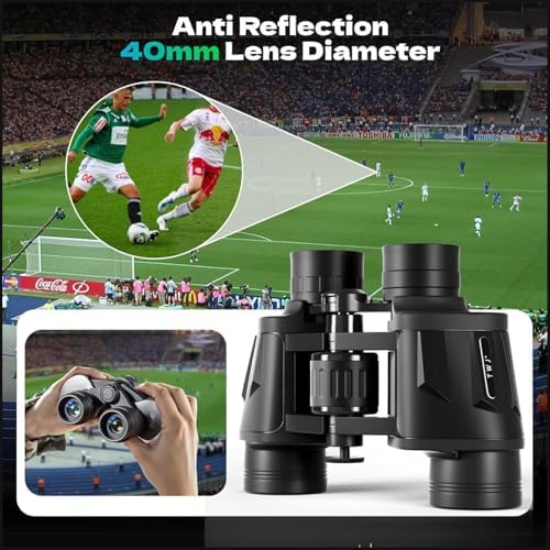 12x40 HD Binoculars for Adults and Kids High Powered, Clear Large View & Low Light Night Vision, Waterproof Binoculars for Hunting, Birds Watching, Cruise Ship, Theaters, Travel and Stargazing