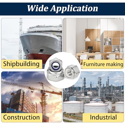 SAE & Metric Nylon Insert Lock Nuts Kit(348Pcs),6#32 8#32 10#24 10#32 1/4-20 5/16-18 3/8-16 1/2-13 M3 M4 M5 M6 M8 M10 M12 304 Stainless Steel Locknuts Sets