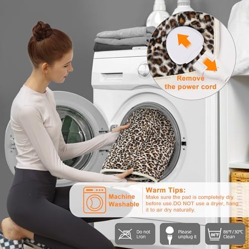 Heating Pad-Electric Heating Pads for Back,Neck,Abdomen,Moist Heated Pad for Shoulder,Knee,Hot Pad for Arms and Legs,Dry&Moist Heat & Auto Shut Off(Leopard Print, 12''×24'')