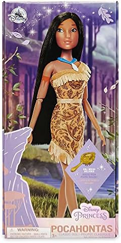 Disney Store Official Disney Princess Classic Doll (Pocahontas), 11 Inches, Includes Brush with Molded Details, Fully Posable Toy in Classic Outfit - Disney Princess Toys for Girls