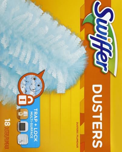 Swiffer Feather Dusters Multi-Surface Duster Refills, Bamboo, White, 18 Count (Pack of 2)