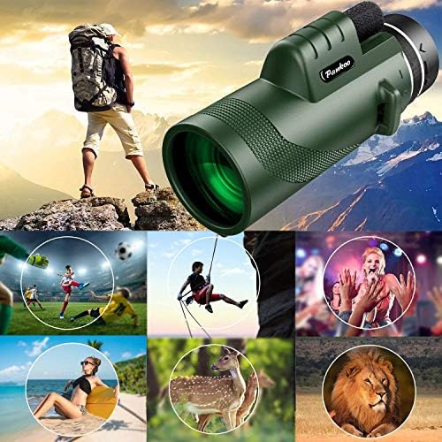 40X60 Monocular Telescope, High Power Monocular for Adults with Phone Adapter& Tripod& Hand Strap, Low Night Vision Monocular, Equipped with BAK4 Prism for Bird Watching and Traveling Concert