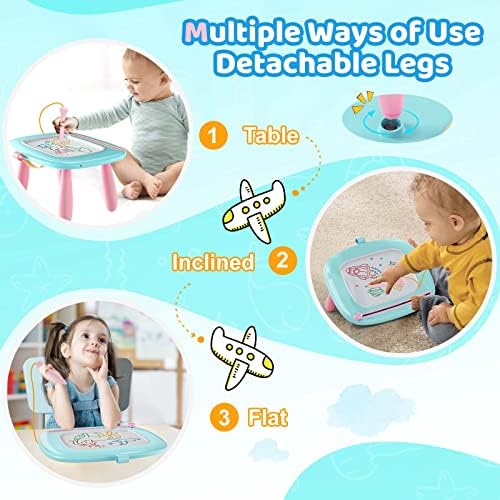 Kikidex Toddlers Toys Age 1-3, Magnetic Drawing Board, Toddler Girl Toys for 1-2 Year Old, Doodle Board Pad Learning and Educational Toys for 1 2 3 Year Old Baby Kids Birthday Gift (Mint Blue)