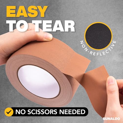 Gaffers Tape (6 Pack) Strong Hold, Easy to Rip, Residue-Free Professional Grade Floor Tape for Electrical Cords, Matte Finish Non Reflective, Weather Resistant (Brown, 2" x 30 Yards)