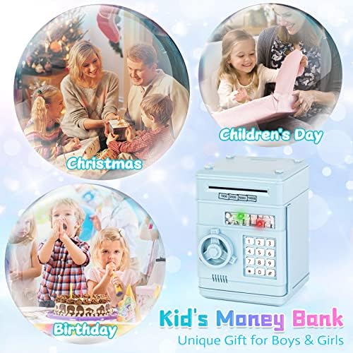 Refasy Piggy Bank Cash Coin Can ATM Bank Electronic Coin Money Bank for Kids Age 3-12, Money Savings Box Mini ATM Coin Bank Toys Gifts for 3 4 5 6 7 8 9 10 11 12 Year Old Boys Girls