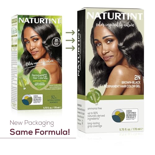 Naturtint 2N Brown Black Permanent Hair Color (Pack of 6), Ammonia Free, Vegan, Cruelty Free, up to 100% Gray Coverage, Long Lasting Results (Packaging may vary)