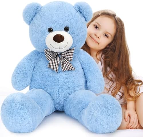 MaoGoLan Giant Teddy Bear Plush Toy - Ultra Soft & Cute Large Stuffed Animal 39 inches, Perfect for Baby Showers, Birthdays, Valentine’s Day Gifts (Kids, Couples, Family),Blue