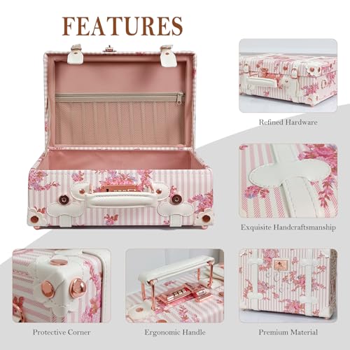 Unitravel Baby Keepsake Case, 13" Handmade Memory Storage Box, Newborn Keepsake Box, Vintage Suitcase for Baby Shower, Baptism, Naming Ceremony or Birthday (floral)