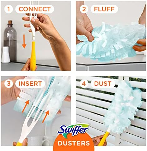 Swiffer Feather Dusters Multi-Surface Duster Refills, Bamboo, White, 18 Count (Pack of 2)