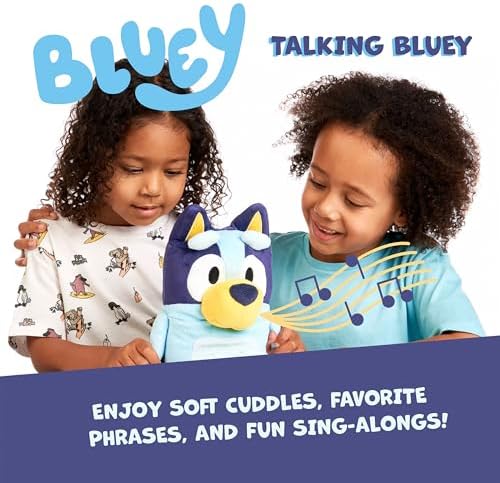 Bluey Sound Effects Talking Stuffed Plush, 13” Soft Musical Toys, Interactive Stuffed Animal with 9 Different Phrases, Musical Toys for Kids