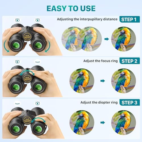 12X42 Binoculars for Adults with Universal Phone Adapter, HD Waterproof Fogproof Compact Binoculars for Bird Watching, Hunting, Hiking, Sports, and Concerts with BAK4 Prism FMC Lens