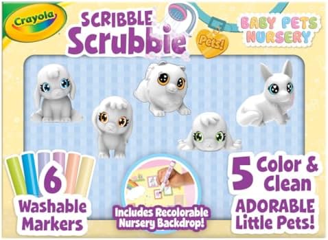Crayola Scribble Scrubbie Baby Pets Nursery, Baby Animal Toys for Toddlers & Kids, Gift for Girls & Boys, Ages 3, 4, 5