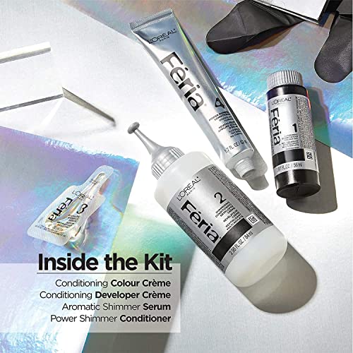 L'Oreal Paris Feria Multi-Faceted Shimmering Permanent Hair Color, 63 Sparkling Amber, Hair Dye Kit, Pack of 2