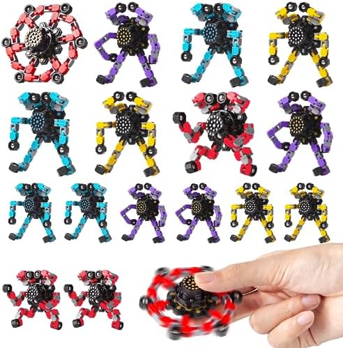 Transformable Fidget Spinners 16 Pcs for Kids and Adults Stress Relief Sensory Toys for Boys and Girls Fingertip Gyros for Party Favors Easter Gifts for Kids