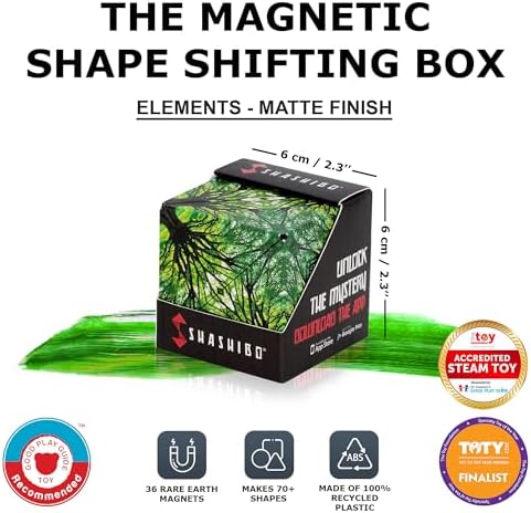 Shashibo Shape Shifting Box - STEM Magnetic Fidget Cube That Transforms Into Over 70 Shapes, Download Fun in Motion Toys Mobile App (Elements)