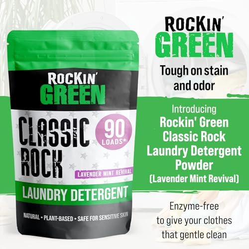 Rockin' Green Classic Rock Laundry Detergent Powder (90 Loads) - All Natural Laundry Detergent - Sensitive Skin Laundry Powder (Lavender Mint Revival)