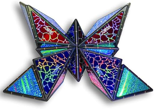 TOSY Magnet Pyramid Stone - 1 Cube Transforms into 1 Billion Shapes, 14 pcs (12 Puzzle pcs and 2 Accessories), 243 Rare Earth Magnets, Holographic Design Magnet Tiles Creative Puzzle STEM/STEAM Toy