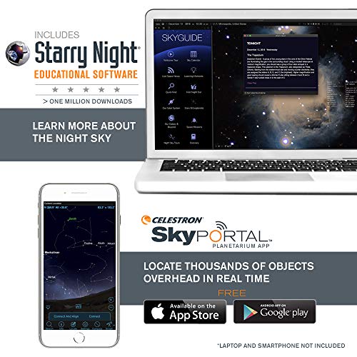 Celestron – AstroMaster 130EQ–MD Newtonian Reflector Telescope for Beginners – Aluminized Mirror – Motor Drive to Track Stars – Adjustable Tripod – Includes Eyepieces Plus Astronomy Software Package