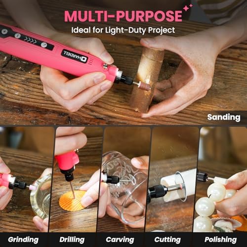 HARDELL Mini Cordless Rotary Tool, 5-Speed 3.7V Rechargeable Rotary Tool Kit with 61 Accessories, USB Charging Multi-Purpose DIY Tool for Sanding, Polishing, Drilling, Engraving, Woodworking