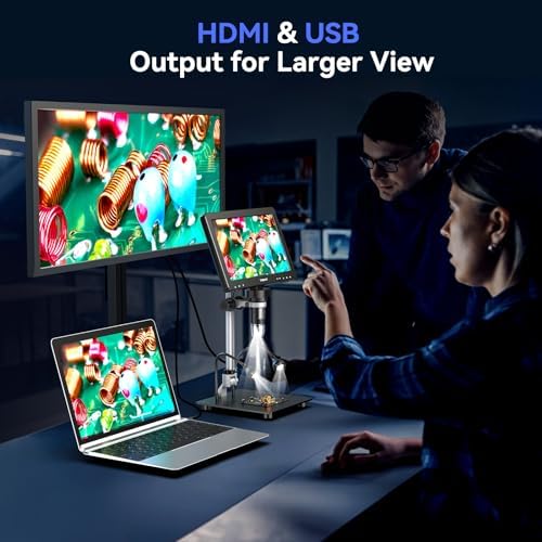 TOMLOV DM9 Max Digital Microscope: 20MP 10.1" 1500X HD IPS HDMI Coin Microscope Magnifier for Error Coins with Screen, LCD Soldering Microscopes for Adults, 10 LED Lights, PC/TV Compatible, 64GB