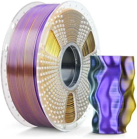 SUNLU Silk Triple Color Pla Filament, Silk PLA 3D Printer Filament 1.75mm, Shiny Silk Texture, Dimensional Accuracy +/- 0.02mm, 1KG Spool (2.2 lbs), PLA Silk Triple Color (Black Gold Purple)