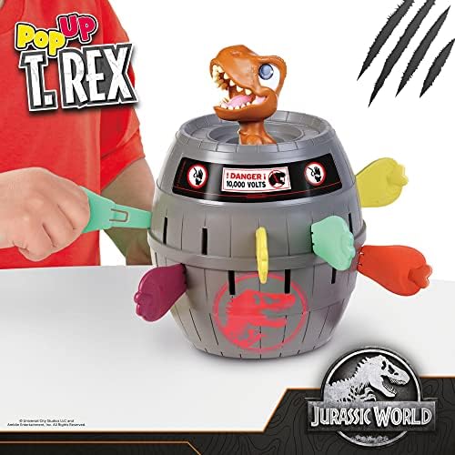 TOMY Pop Up T-Rex Board Game - Family and Preschool Kids Games for Family Game Night - Kids Activities and Jurassic World Toys - 2-4 Players - Ages 4 Years and Up