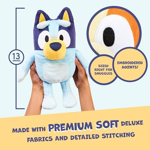 Bluey Sound Effects Talking Stuffed Plush, 13” Soft Musical Toys, Interactive Stuffed Animal with 9 Different Phrases, Musical Toys for Kids