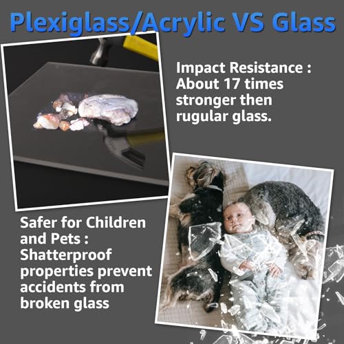 Art3d (2 Pack) 1/4" Thick Plexiglass Sheets - 29"x59" PET Clear Acrylic Sheets for Art Design,Craft Projects, Signs, DIY in Home, Wedding, Festival,Party,Office