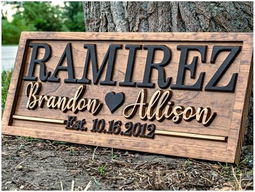 Bridal Shower Gift | Personalized Wedding Gift Last Name Established Sign | Anniversary | Engagement Gifts | Valentines Day Gift | Wood Wedding Sign | Name Heart Sign | Couples Gift
