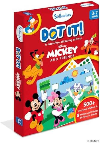 Skillmatics Dot It Sticker Art - Disney Mickey & Friends, Mess-Free Fun for Kids, 500+ Stickers, Craft Kits, DIY Scrapbooking Activity, Travel Toys, Gifts for Boys & Girls Ages 3, 4, 5, 6, 7