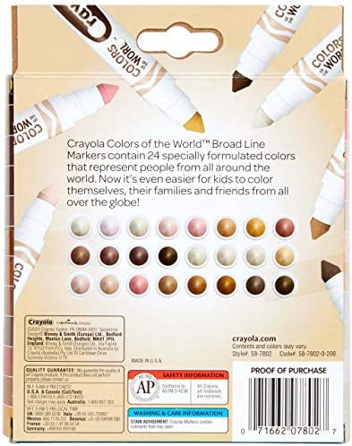 Crayola Colors of the World Markers - 6 Pack (24ct), Bulk Skin Tone Marker Set for Kids, Art Marker, Classroom Must Have, Ages 3+