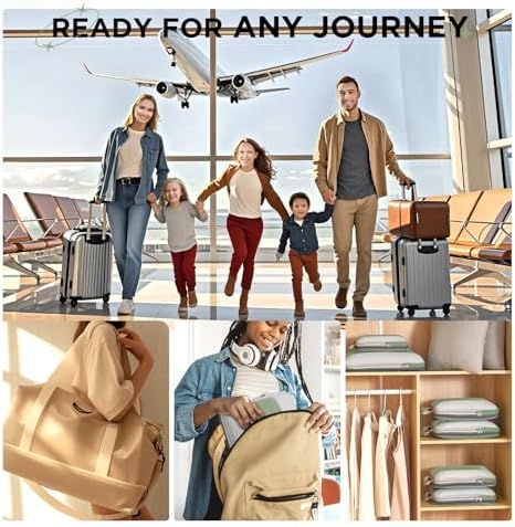 10 Set Compression Packing Cubes for Travel Essentials,Compressible Expandable Packing Cubes for Suitcase,OlarHike Luggage Organizer Bags for Travel,Handy Helper for Organizing Clothes(Matcha Green)