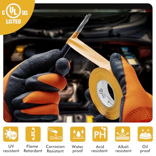 Electrical Tape, 10 Rolls Professional Grade PVC Electric Tape, UL/CSA Listed ¾ in x 66 ft Insulating Vinyl Tape for Electrical, Repairs, Automotive and Equipment, Pro-36C, Yellow