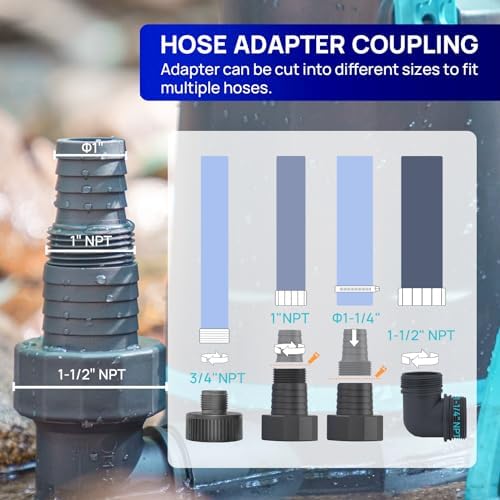 Aquastrong Sump Pump 1 HP 4500 GPH Submersible Water Pump Thermoplastic Portable Utility Pump High Flow Water Removal for Swimming Pool Garden Pond Basement Window Wells with 10ft Long Power Cord