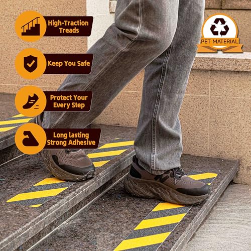 LifeGrip Anti Slip Traction Tape, 4 Inch x 60 Foot, Best Grip, Friction, Abrasive Adhesive for Stairs, Tread Step, Indoor, Outdoor, Caution Yellow/Black