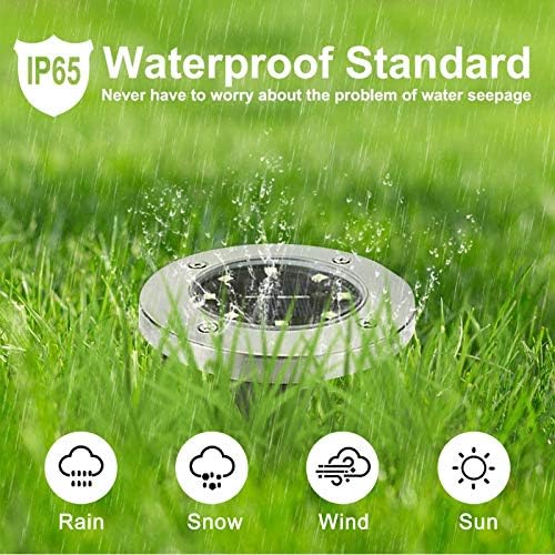 Solar Ground Lights, Waterproof Solar Garden Lights, Upgraded Outdoor Garden Waterproof Bright in-Ground Light, Landscape Lighting for Pathway,Yard,Deck,Lawn,Patio,Walkway (12 Pack Warm Light)