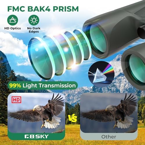Gosky 10X42 HD Binoculars for Adults with Phone Adapter, High Power Binoculars with BAK4 Prism and FMC Lens, Waterproof Binocular for Bird Watching Hunting Traveling Outdoor Sports