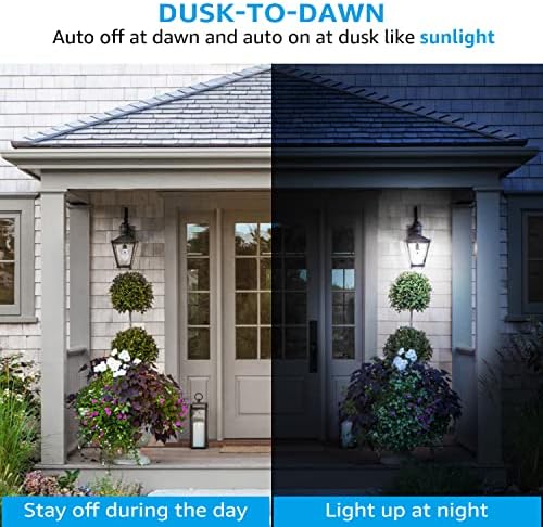 TORCHSTAR Dusk to Dawn Light Bulbs Outdoor, Sensor A19 LED Light Bulb, Auto on/Off Photocell Automatic for Outdoor Lighting, 5000K, Pack of 4