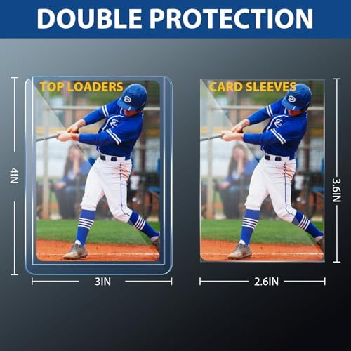 1000 Card Sleeves Top Loaders for Cards, Premium Toploaders for Cards, 3"x4" Baseball Card Protectors Hard Plastic, Hard Card Sleeves, Sports Trading Card Holder (500 Toploaders + 500 Penny Sleeve)