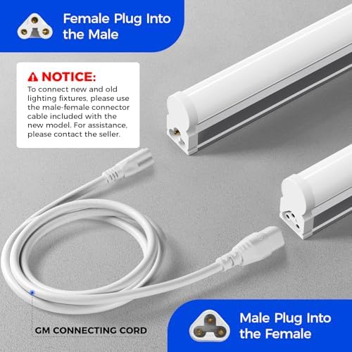 Barrina (6 Pack LED T5 Integrated Single Fixture, 4FT, 2200lm, 6500K Super Bright White, 20W Utility LED Shop Light, Ceiling and Under Cabinet Light, Corded Electric with ON/Off Switch, ETL Listed