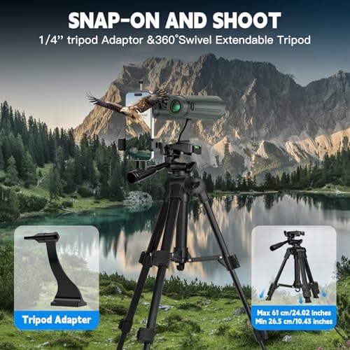 14x45 Binoculars for Adults High Powered,Professional HD Binoculars for Bird Watching,Hunting,with Aluminum Alloy Phone Adapter,Tripod,Waterproof & Fog Proof,Large View for Travel,Hiking,Concert