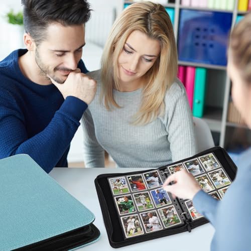 9 Pocket Card Binder, Premium Zip Trading Card Binder, 720 Double Sided Pocket PU Card Collection Binder, Collector Card Album, Card Folder for MTG, TCG, Sports Cards, Game Cards (Lake Blue)