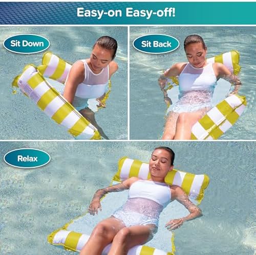 Aqua 4-in-1 Monterey Hammock Pool Float & Water Hammocks, 1-2-3-4 Multipacks – Multiple Colors/Styles – for Adults and Kids Floating