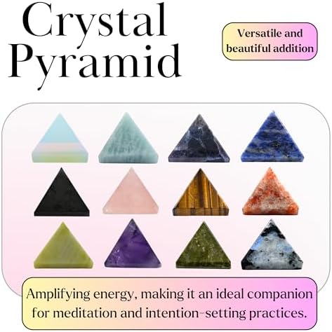 Amazing Gemstone Pack of 11 Crystal Pyramid Healing Stones - 1" Wholesale Bulk Crystals Pyramid Figurine of Natural Stone for Meditation, Reiki, Chakra Balancing and Crystal Pyramids Grid