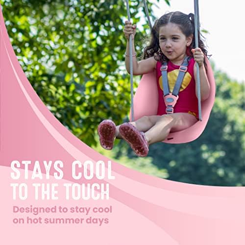 Swurfer Coconut Toddler Swing – Comfy Baby Swing Outdoor, 3- Point Adjustable Safety Harness, Secure, Safe Quick Click Locking System, Blister-Free Rope, Easy Installation, Ages 6-36 Months