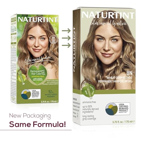 Naturtint 8N Wheat Germ Blonde Permanent Hair Color (Pack of 6), Ammonia Free, Vegan, Cruelty Free, up to 100% Gray Coverage, Long Lasting Results (Packaging may vary)